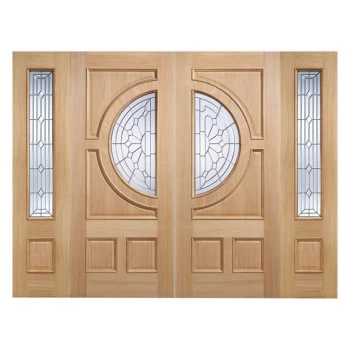 LPD Empress Victorian Unfinished Oak with Bevelled Double Glazing External Front Door - 1981mm x 838mm (78 inch x 33 inch)