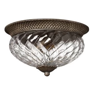 3 Light Large Semi Flush Ceiling Light Pearl Bronze, E27