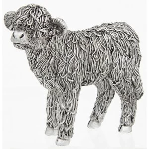 Silver Highland Coo Calf Ornament