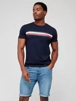 Tommy Hilfiger Monotype Chest Stripe T-Shirt - Blue