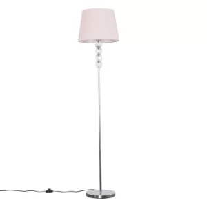 Eleanor Chrome Floor Lamp with Dusty Pink Aspen Shade