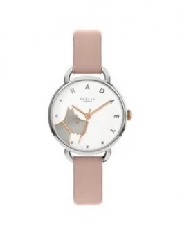 Radley Wood Street White And Silver Detail Dog Dial Blush Leather Strap Ladies Watch