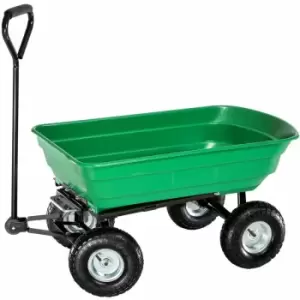 Garden trolley with pneumatic tyres and tiltable bed (300kg load capacity) - garden cart, beach trolley, trolley cart - green