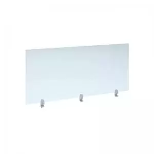 Straight high desktop acrylic screen with white brackets 1600mm x