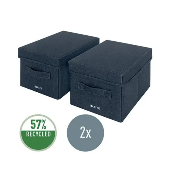 Leitz Leitz Fabric Storage Box with Lid Twinpack Small Grey 61460089 61460089