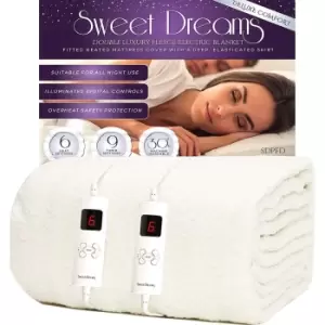 Sweet Dreams Electric Blanket Double Size - Dual Controls - Luxury Bed Fleece Heated Mattress Cover