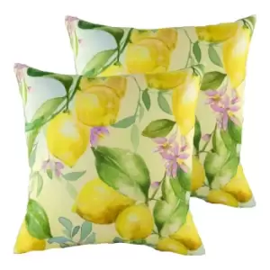 Evans Lichfield Fruit Lemons Twin Pack Polyester Filled Cushions Multi