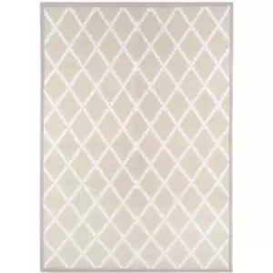 Criss Cross Lightweight Waterproof Indoor/Outdoor Rug 170x120cm - Beige, White / Criss Cross - Charles Bentley