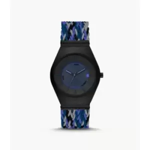 Skagen Mens Sams Series Solar-Powered Multicolor #Tide Ocean Material Watch - Black / Blue