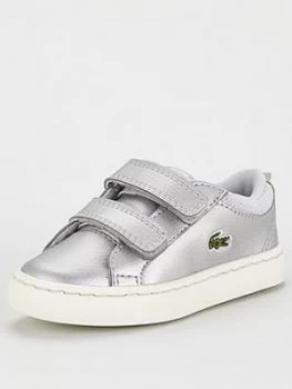 Lacoste Infant Girls Straightset 319 Trainers - Silver, Size 9 Younger