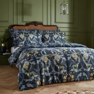 Nouvilla Cheetah Floral 100% Cotton Duvet Cover Set Blue / Super King