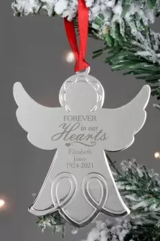 Personalised in our Hearts Angel Metal Decoration - Silver - Steel