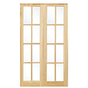 Wickes Newland Internal French Doors Pine Glazed 8 Lite 1981 x 1168mm