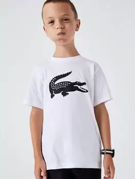 Lacoste Boys Large Croc T-Shirt - White, Size 2 Years