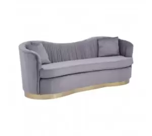 Franza Pleated Grey Velvet Sofa 3 seat