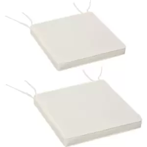 Set Of 2 Square Chair Cushions Removable Covers Seat Pads Cream White - Cream White - Outsunny