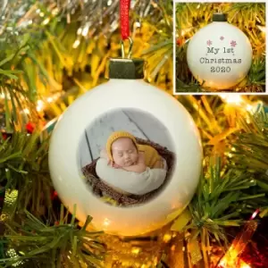 Personalised First Christmas Photo Bauble, none