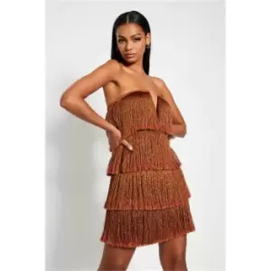 I Saw It First Copper Strapless Tassel Bodycon Dress - Metallics