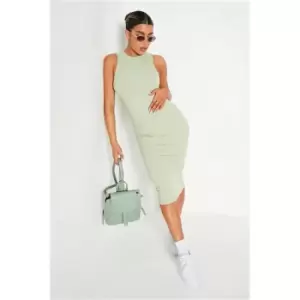 I Saw It First Sage Ribbed Racer Bodycon Midi Dress - Green