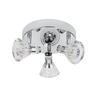 LED 3 Light Ceiling Spotlight Chrome, Clear