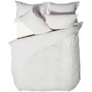 Linen House Manisha Tufted Duvet Cover Set (King) (White) - White