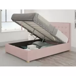 Presley Ottoman Upholstered Bed, Pure Pastel Cotton, Tea Rose - Ottoman Bed Size Single (90x190)