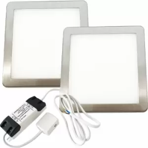 2x brushed nickel Ultra-Slim Square Under Cabinet Kitchen Light & Driver Kit - Natural White Diffused led