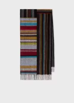 Paul Smith Wool-Cashmere Blend Mixed 'Signature Stripe' Scarf