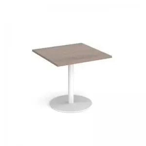 Monza square dining table with flat round white base 800mm - barcelona