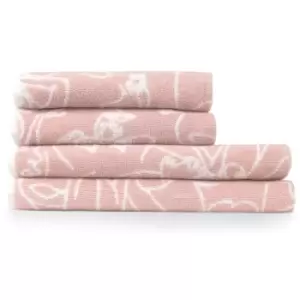 Everybody Abstract Jacquard 4 Piece Hand/Bath Towel Set Blush