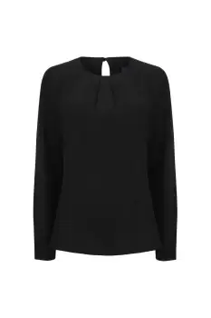 Pleat Front Long Sleeve Blouse