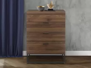 Birlea Houston Walnut Effect 4 Drawer Chest of Drawers Flat Packed