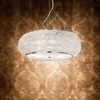 Pasha' 10 Light Ceiling Pendant Chrome with Crystals, E14