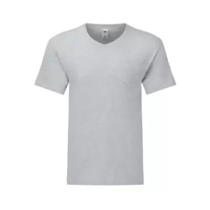 Fruit Of The Loom Mens Iconic 150 V Neck T-Shirt (XXL) (Heather Grey)