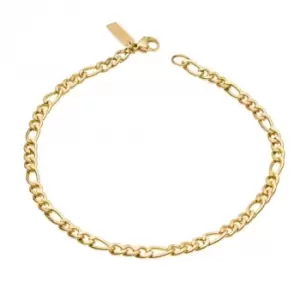 Figaro Link Chain Yellow Gold Plated Bracelet B5411