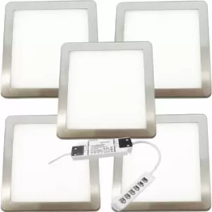 5x brushed nickel Ultra-Slim Square Under Cabinet Kitchen Light & Driver Kit - Natural White Diffused led