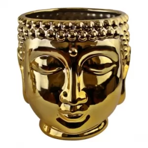 Gold Ceramic Buddha Head Planter, 20cm