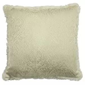 Coco Jacquard Fringed Cushion Ivory