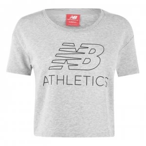 New Balance Crop T Shirt Ladies - Grey