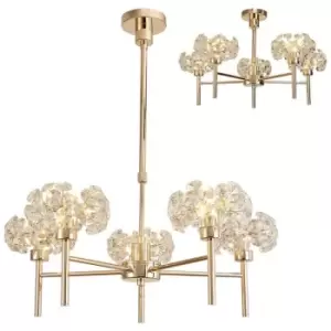 Luminosa Salisbury 5 Light G9 Telescopic Light With French Gold And Crystal Shade