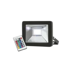 Knightsbridge RGB LED Black die-cast aluminium floodlight, 230V IP65 20W