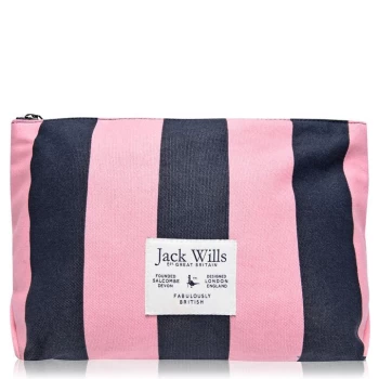 Jack Wills Hayle Large Pouch Bag - Pink Navy Strip