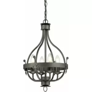 Loops - 4 Bulb Chandelier Hanging Pendant LIght Graphite Finish LED E14 60W Bulb