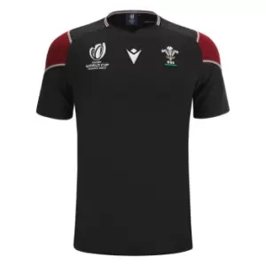 Macron Wales Rugby Training Shirt 2023 2024 Adults - Black