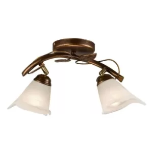 Bluszcz Multi Arm Semi Flush Ceiling Light With Glass Shades, Brown, 2x E14