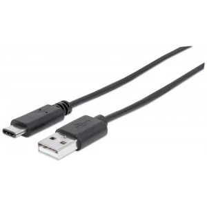 Manhattan USB-C to USB-A Cable 3m Male to Male 5 Gbps (USB 3.2 Gen1 aka USB 3.0) 3A (fast charging) SuperSpeed USB Black Lifetime Warranty Polybag