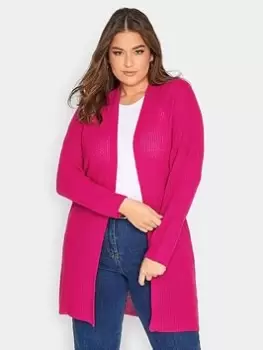 Yours Ribbed Cardigan - Pink, Size 18-20, Women