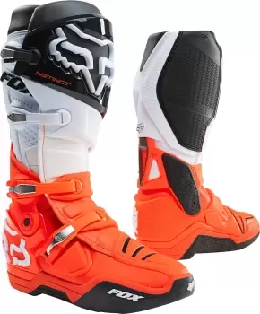 FOX Instinct Motocross Boots, black-white-orange, Size 45, black-white-orange, Size 45