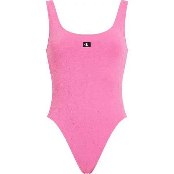 Calvin Klein CKJ Open Bck One PC Ld43 Scoop Neck Swimsuits 10 (S) Pink 35016306350