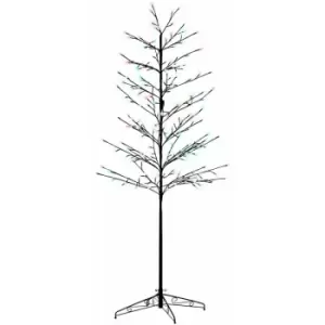 Homcom - 6ft Artificial Tree with Colourful led, Indoor Outdoor Tree Light - White